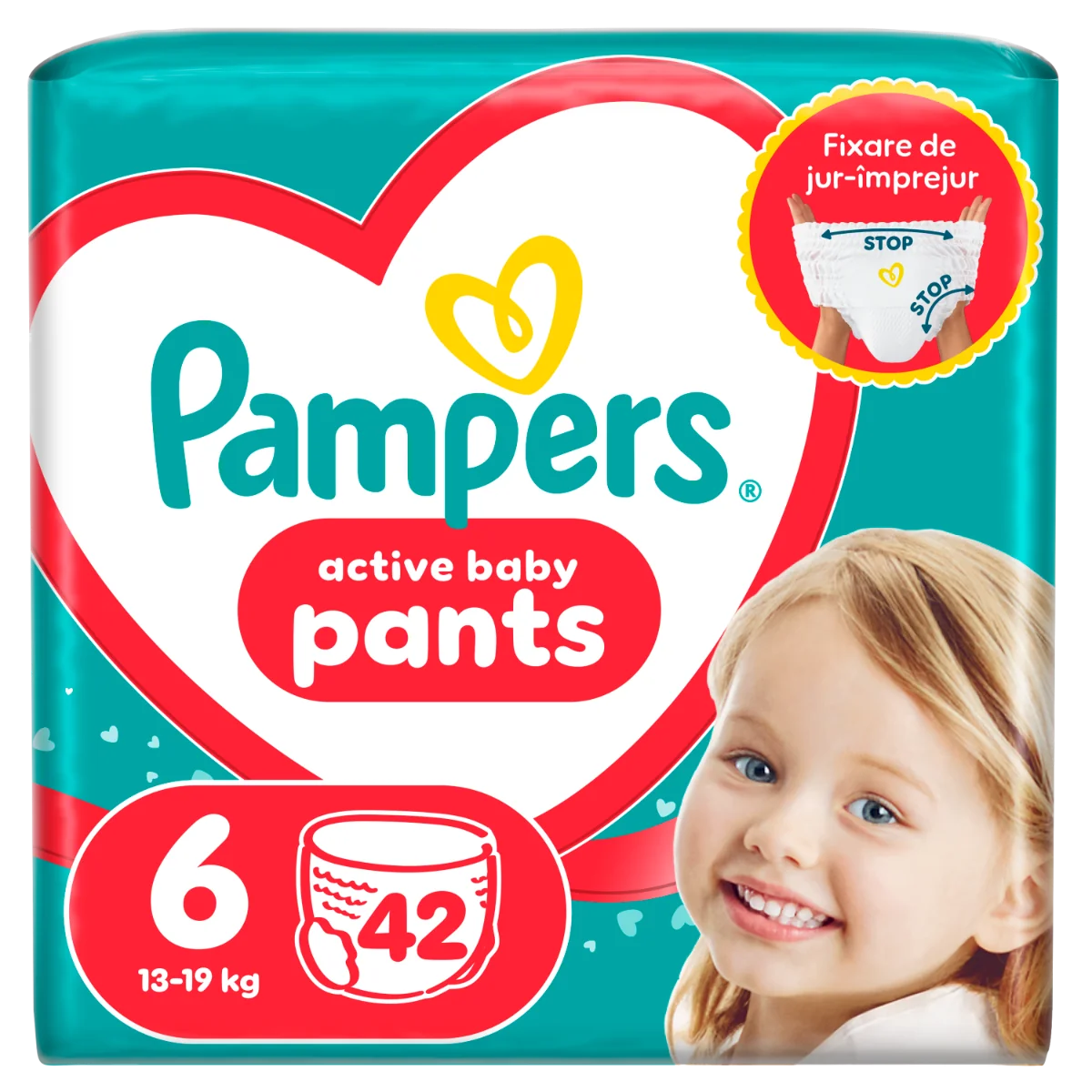 Scutece-chilotel Active Baby Pants Jumbo Pack Marimea 6 pentru 13kg-19kg, 42 bucati, Pampers