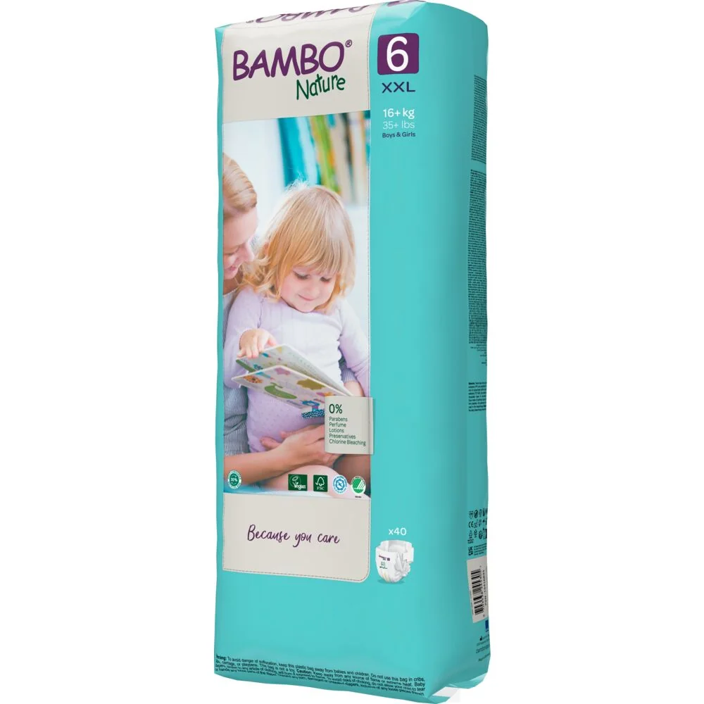 Scutece Ecolabel Tall Nr. 6 pentru 16+ kg, 40 bucati, Bambo Nature