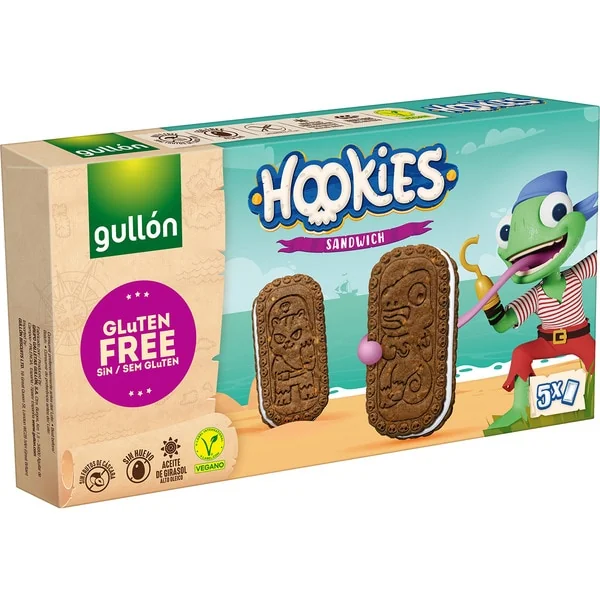 BIscuiti cu crema de lapte fara gluten Hookies, 230g, Gullon
