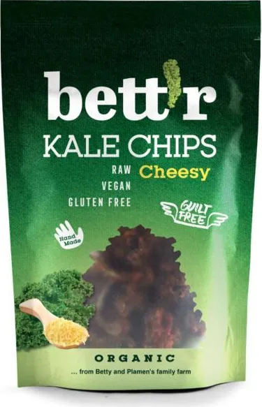 Chips din kale cu aroma de branza raw fara gluten Bio, 30g, Bettr