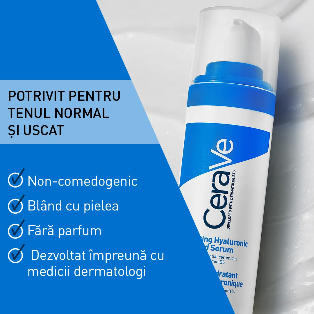 Serum hidratant cu acid hialuronic pentru ten normal-uscat, 30ml, CeraVe