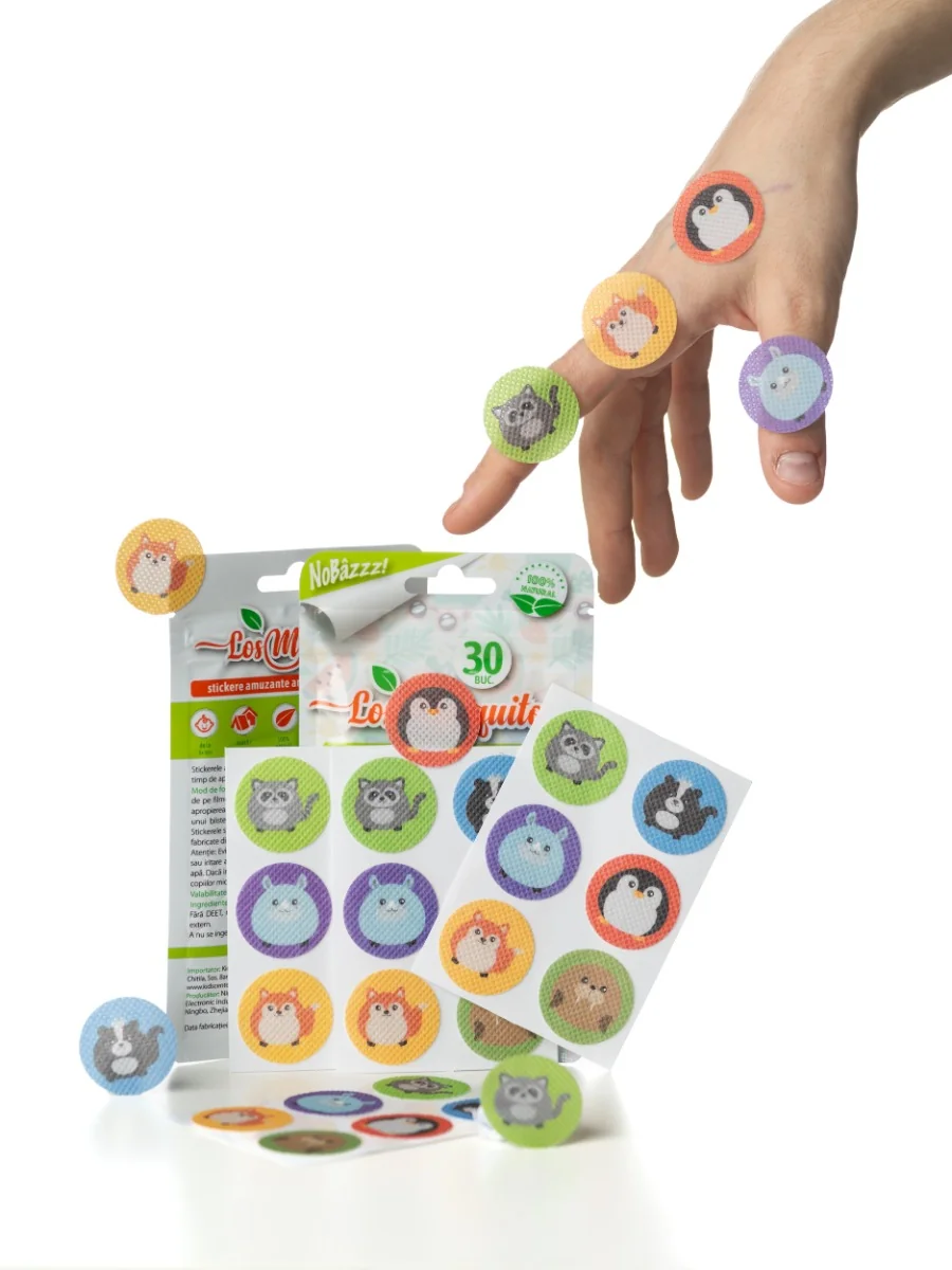 Stickere aromatizate cu citronella model cu animale, 30 bucati, Los Mosquitos