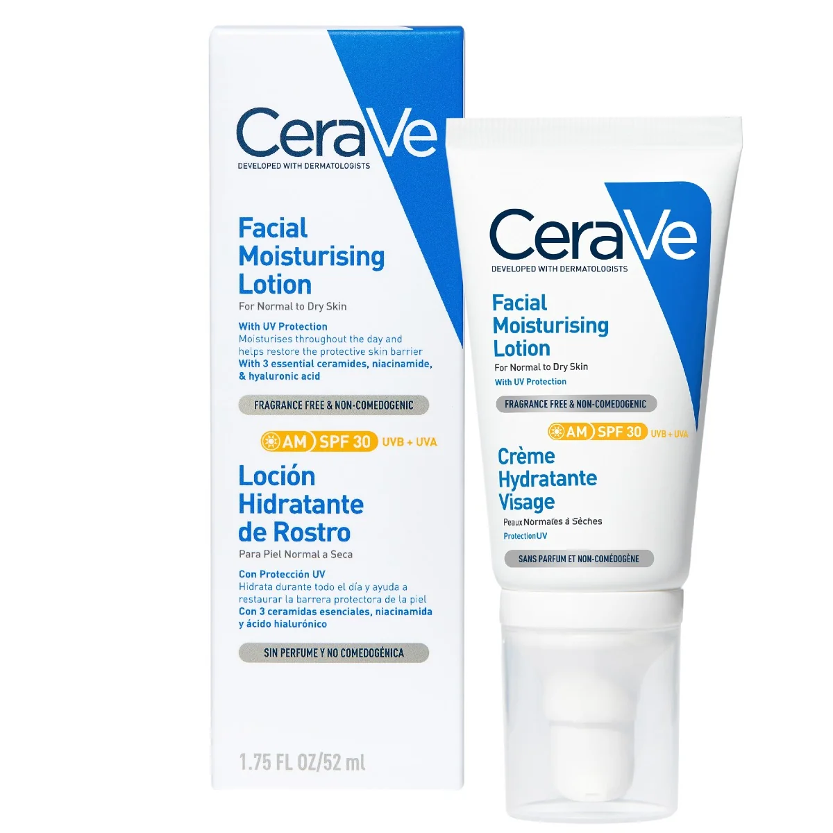 Crema hidratanta pentru ten normal-uscat AM SPF 30, 52ml, Cerave