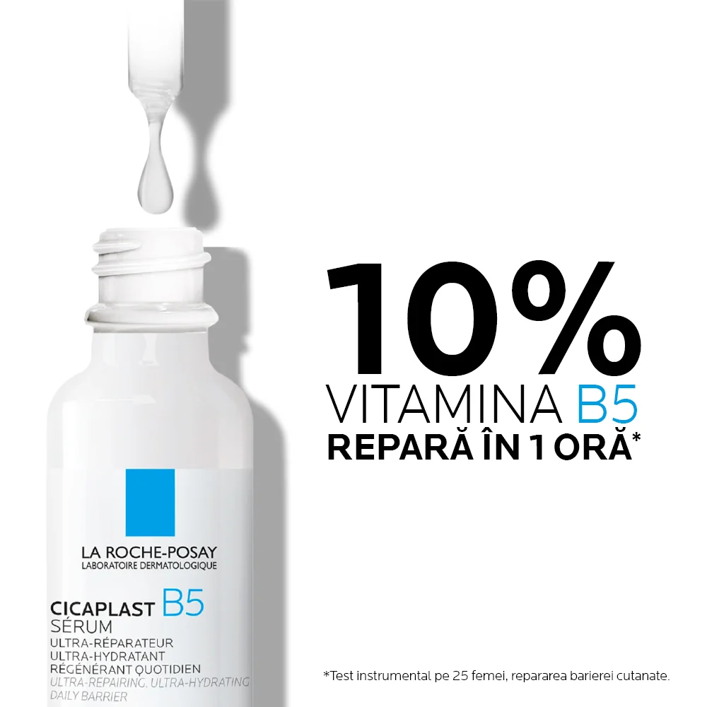 Ser ultra-reparator cu 10% pantenol Cicaplast B5, 30ml, La Roche-Posay