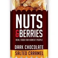 Baton crocant ECO cu nuci, ciocolata neagra si caramel sarat, 40g, Nuts & Berries