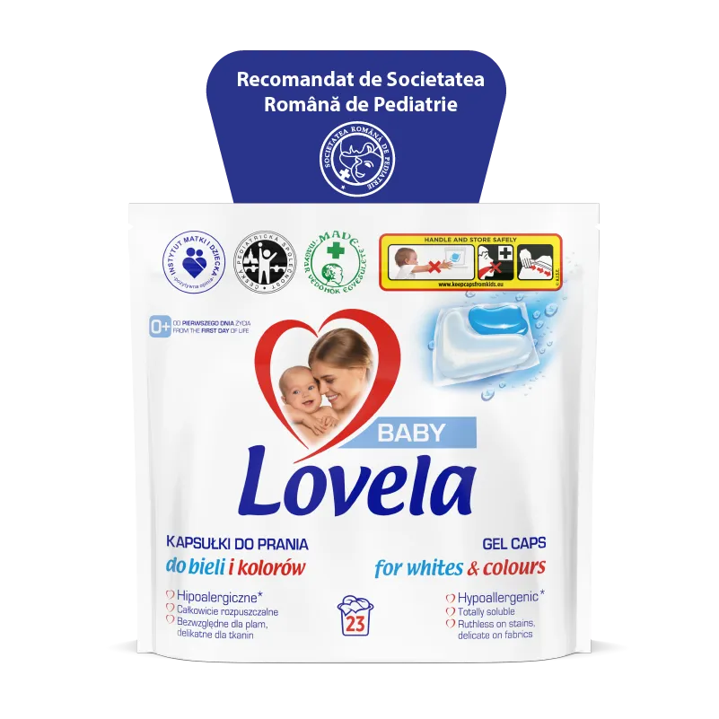 Detergent capsule pentru rufe albe si colorate, 23 capsule, Lovela Baby