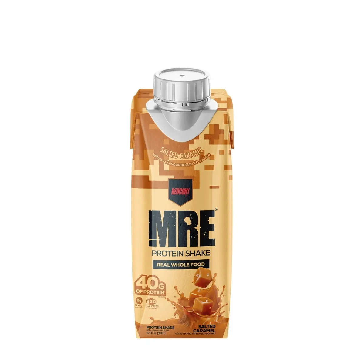Shake proteic din alimente intregi cu aroma de caramel sarat MRE Protein Shake, 500ml, Redcon1 