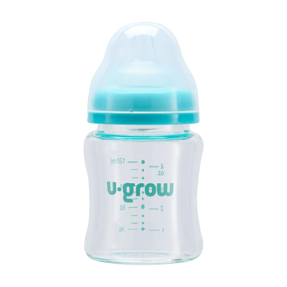 Pachet Biberon de sticla 120ml + Tetine 2 bucati, U-Grow