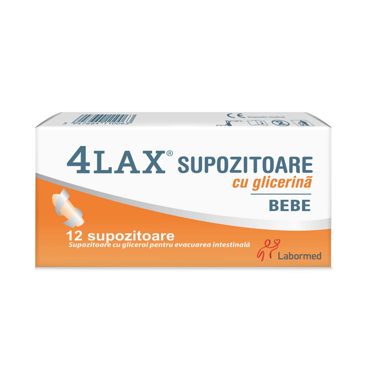 Supozitoare cu glicerina pentru bebe de la 2 ani 4Lax, 12 supozitoare, Labormed