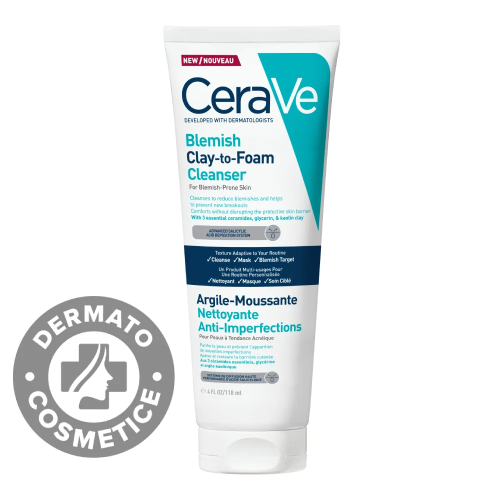 Gel de curatare cu argila anti-imperfectiuni Clay-to-Foam, 118ml, CeraVe