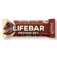 Baton cu ciocolata si proteine raw Lifebar Bio, 47g, Lifefood