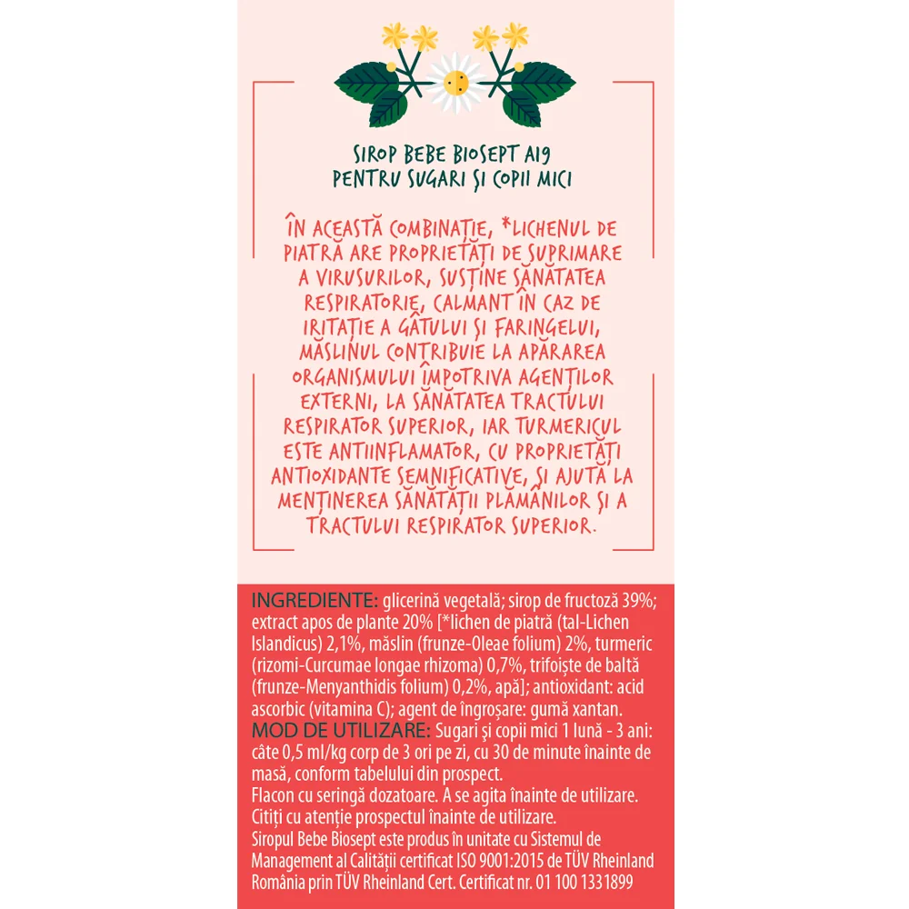 Sirop indulcit cu fructoza Bebe Biosept, 100ml, Fares