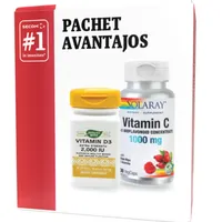Pachet Vitamina C 1000mg + Vitamina D3 2000UI, 2 x 30 capsule, Secom