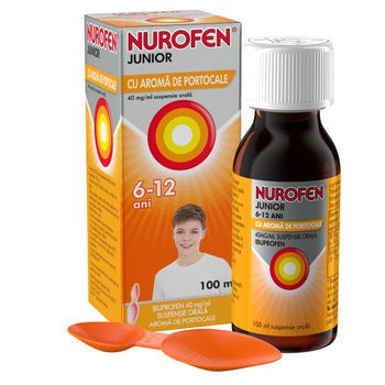 Nurofen Junior cu aroma de portocale 6-12 ani, 100ml, Reckitt Benckiser 