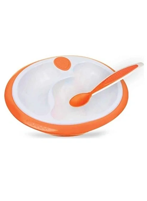 Set farfurie cu pereti dubli si lingurita 8568, 1 bucata, Bebe D' Or