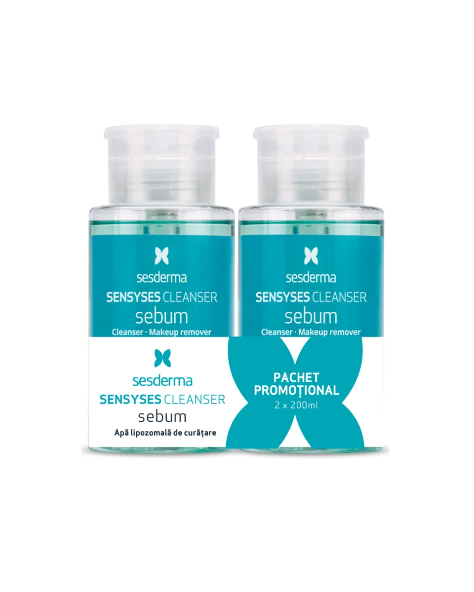 Pachet Apa lipozomala de curatare Sensyses Sebum, 2 x 200ml, Sesderma