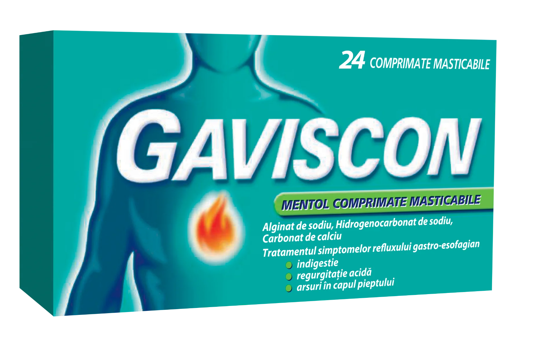 Gaviscon Mentol, 24 comprimate masticabile, Reckitt
