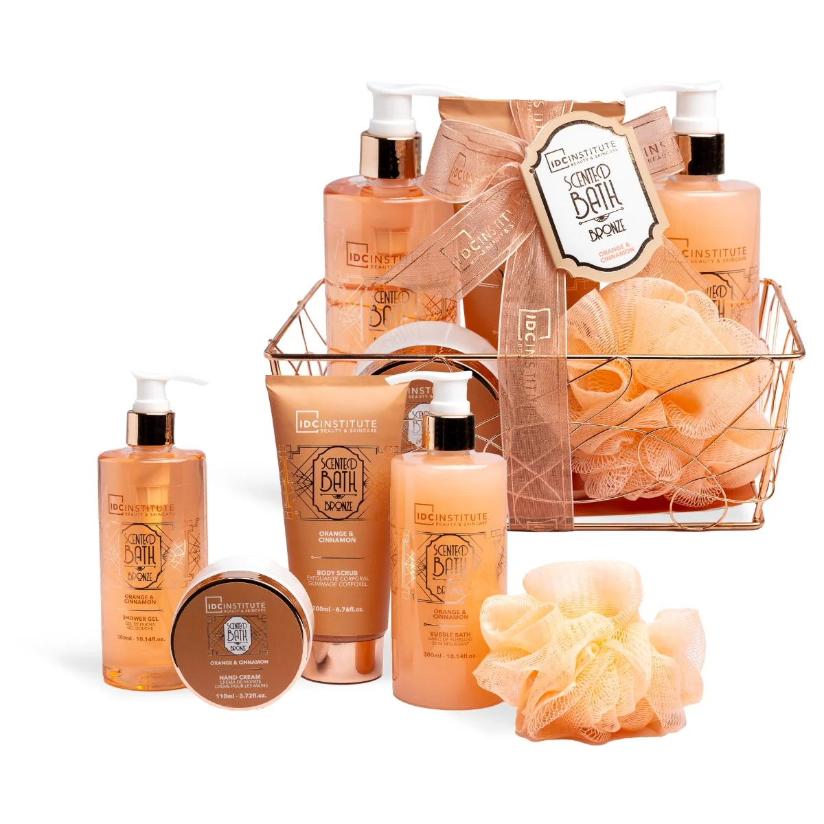 Set de baie in suport metalic Scented Bronze, 5 piese, IDC Institute