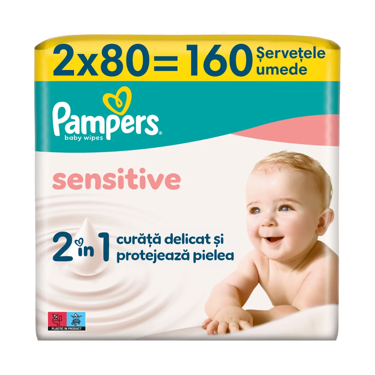 Servetele umede Sensitive, 160 bucati, Pampers