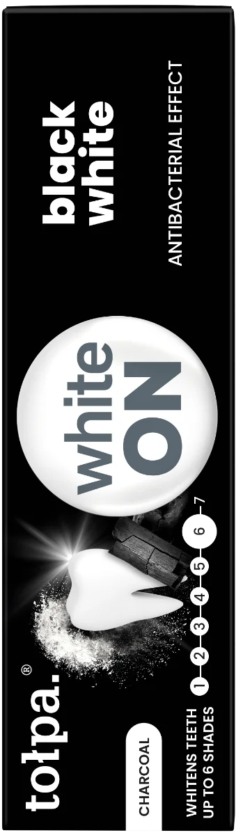Pasta de dinti cu carbune White ON Black, 75ml, Tolpa