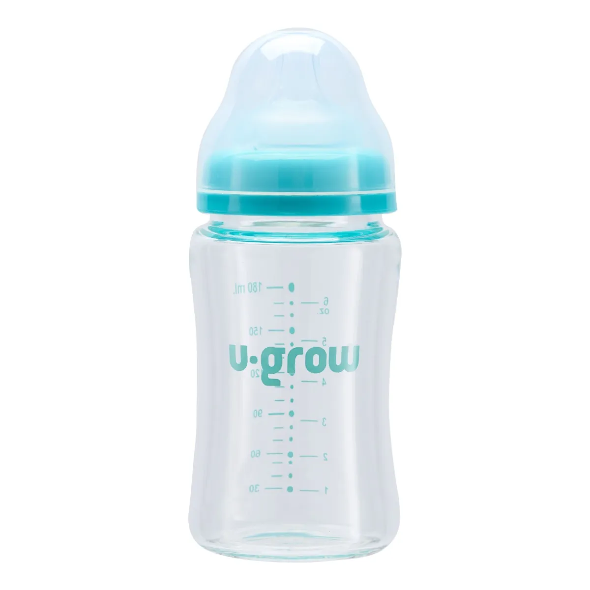 Pachet Biberon de sticla 180ml + Tentine 2 bucati, U-Grow