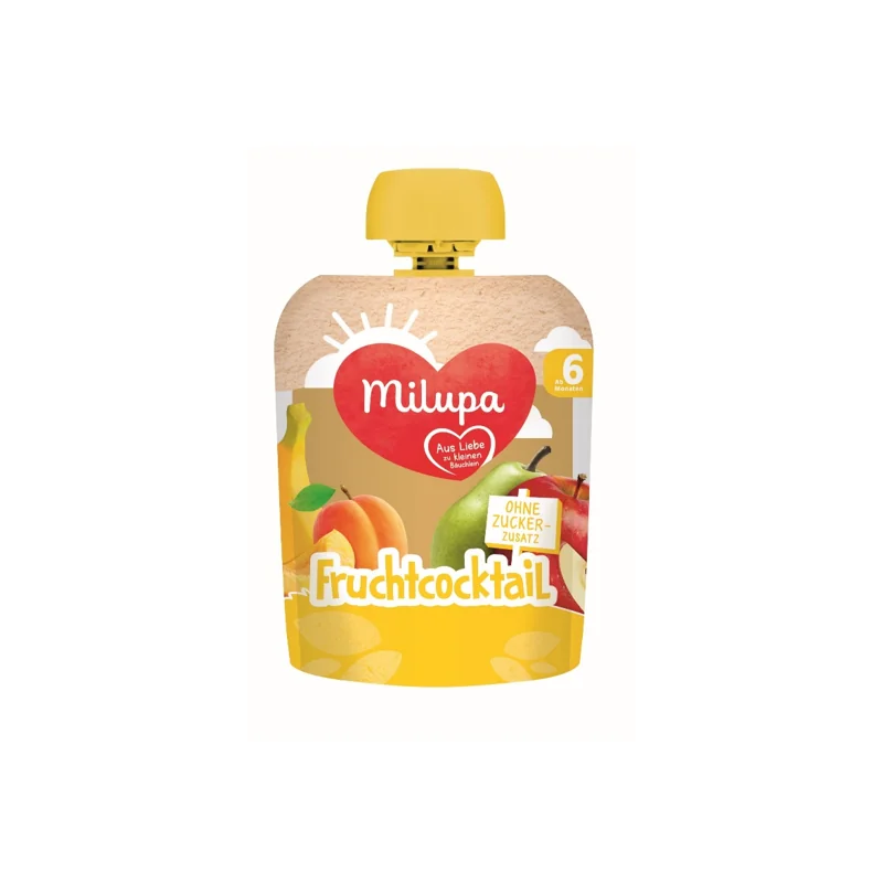 Piure de fructe (mere, pere, banane, caise) +6 luni, 90g, Milupa