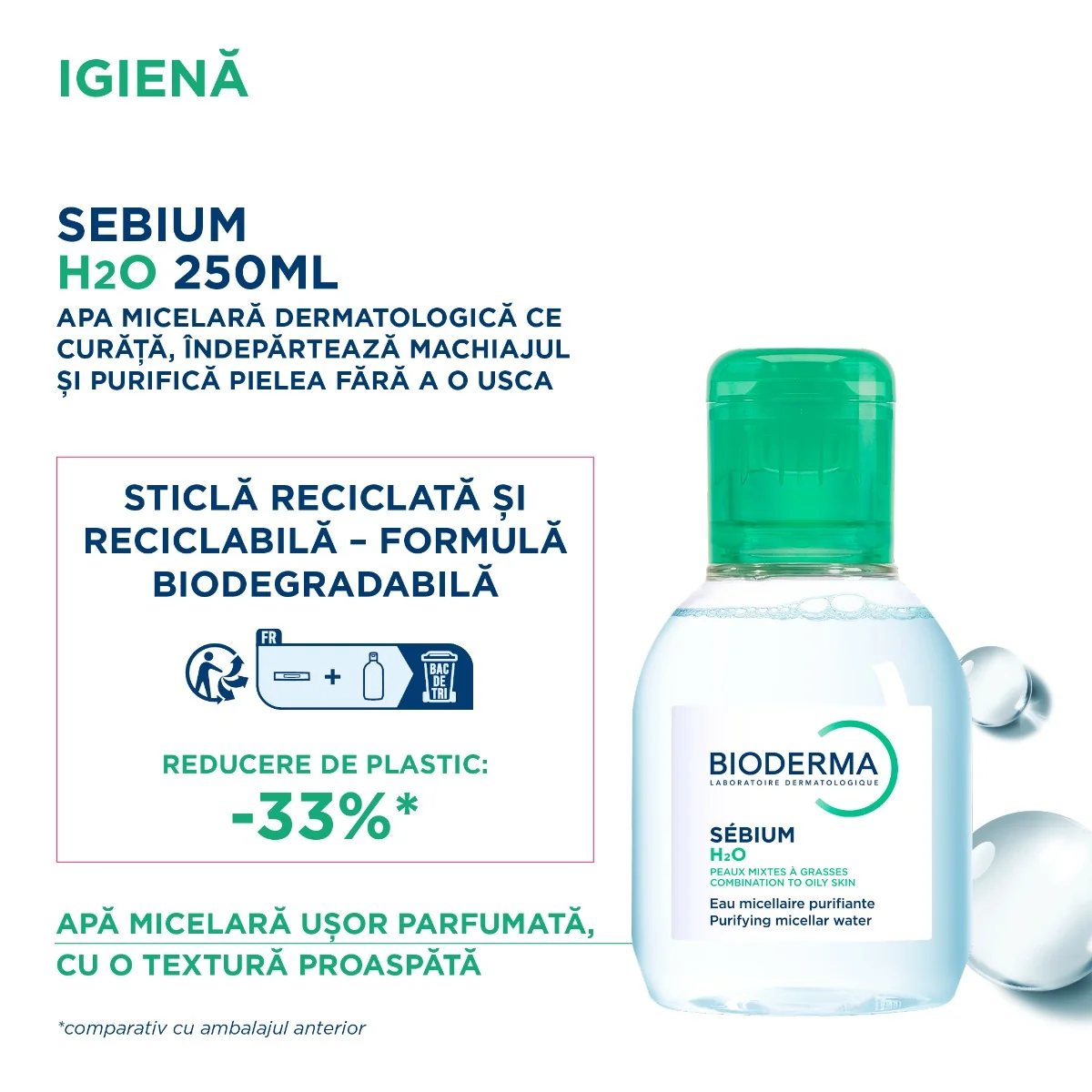 Solutie micelara Sebium H2O, 100ml, Bioderma