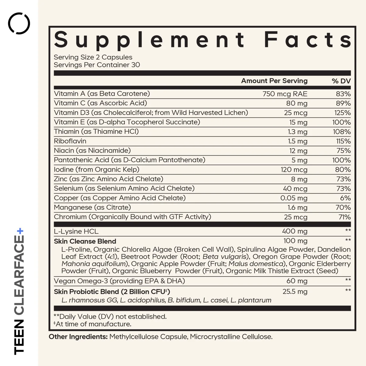 Complex de multivitamine pentru adolescenti Teen Clearface CodeAge, 60 capsule, GNC