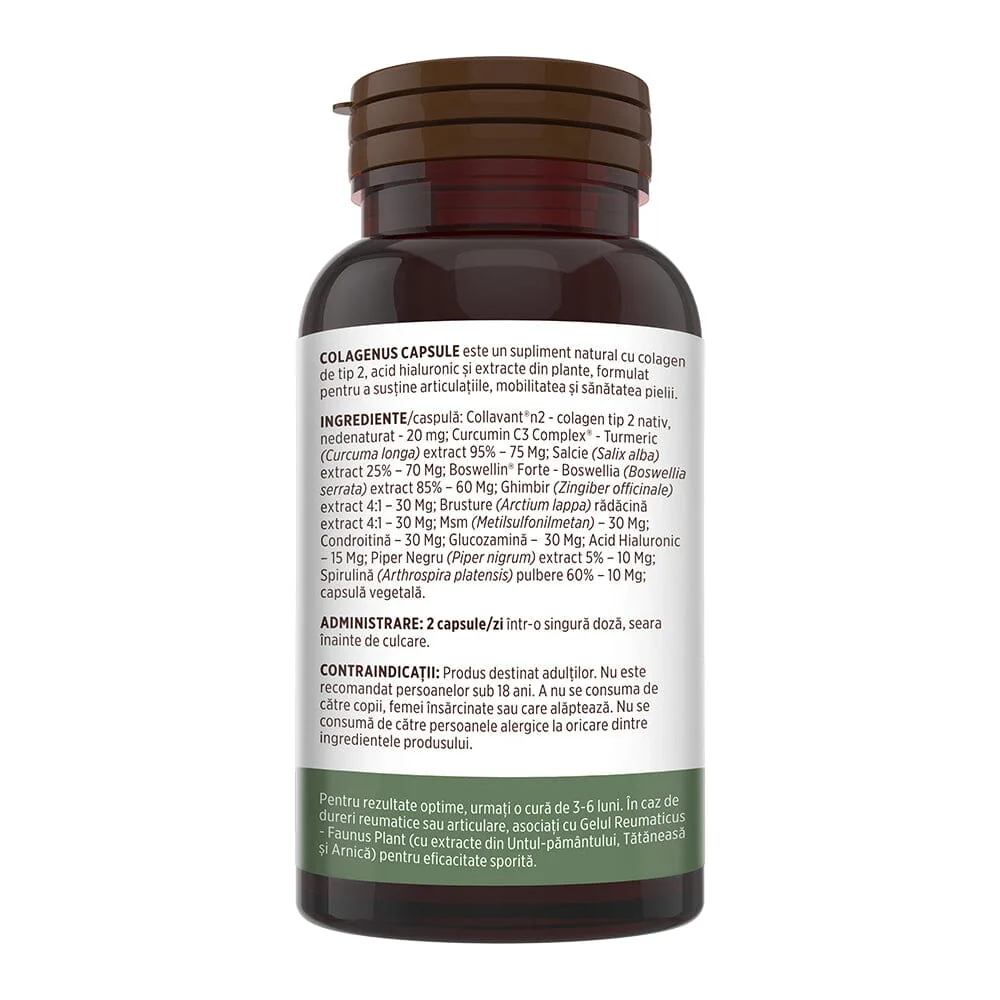 Colagen tip II pentru articulatii oase piele par Colagenus, 60 capsule, Faunus Plant