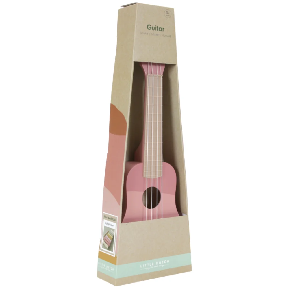 Instrument muzical - chitara din lemn - roz, 1 bucata, Little Dutch