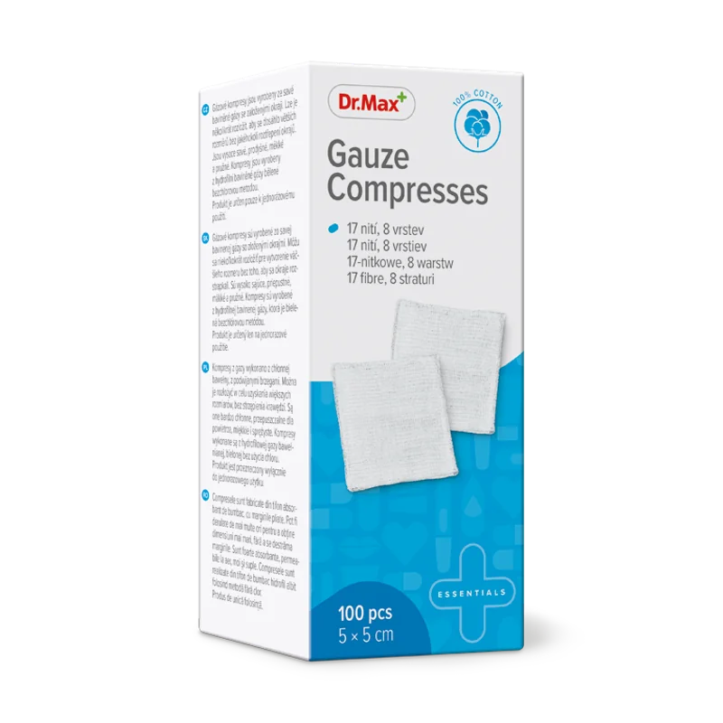 Dr. Max Comprese non-sterile 5x5cm, 100 bucati