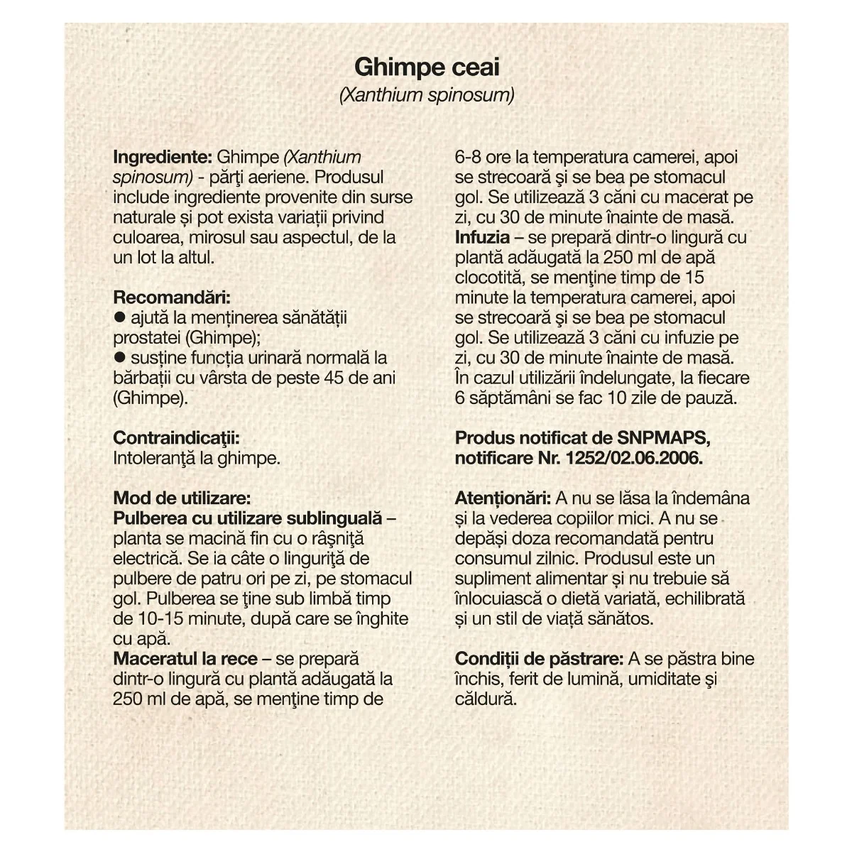 Ceai de ghimpe, 50g, Dacia Plant