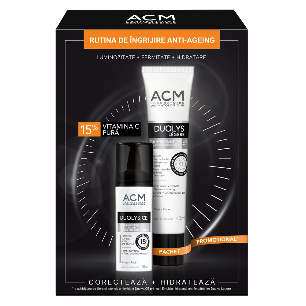 Pachet Ser intensiv antioxidant Duolys C.E. 15ml + Crema hidratanta antiage Duolys Legere 40ml, ACM