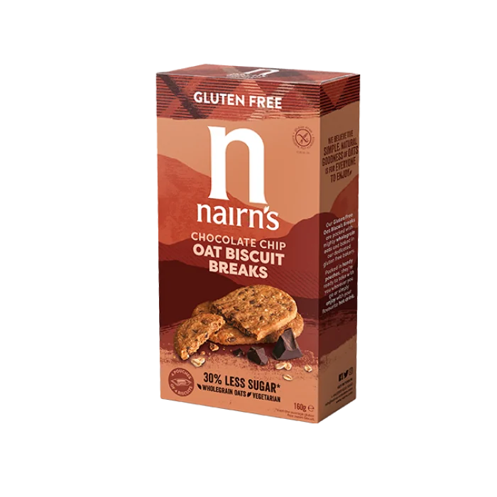Biscuiti fara gluten din ovaz integral cu ciocolata, 160g, Nairn's