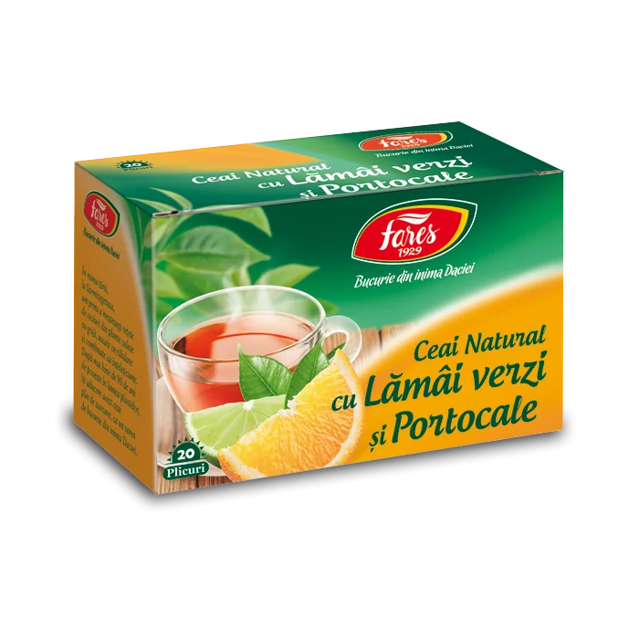 Ceai cu lamai verzi si portocale Ceaiurile Lumii, 20 plicuri, Fares