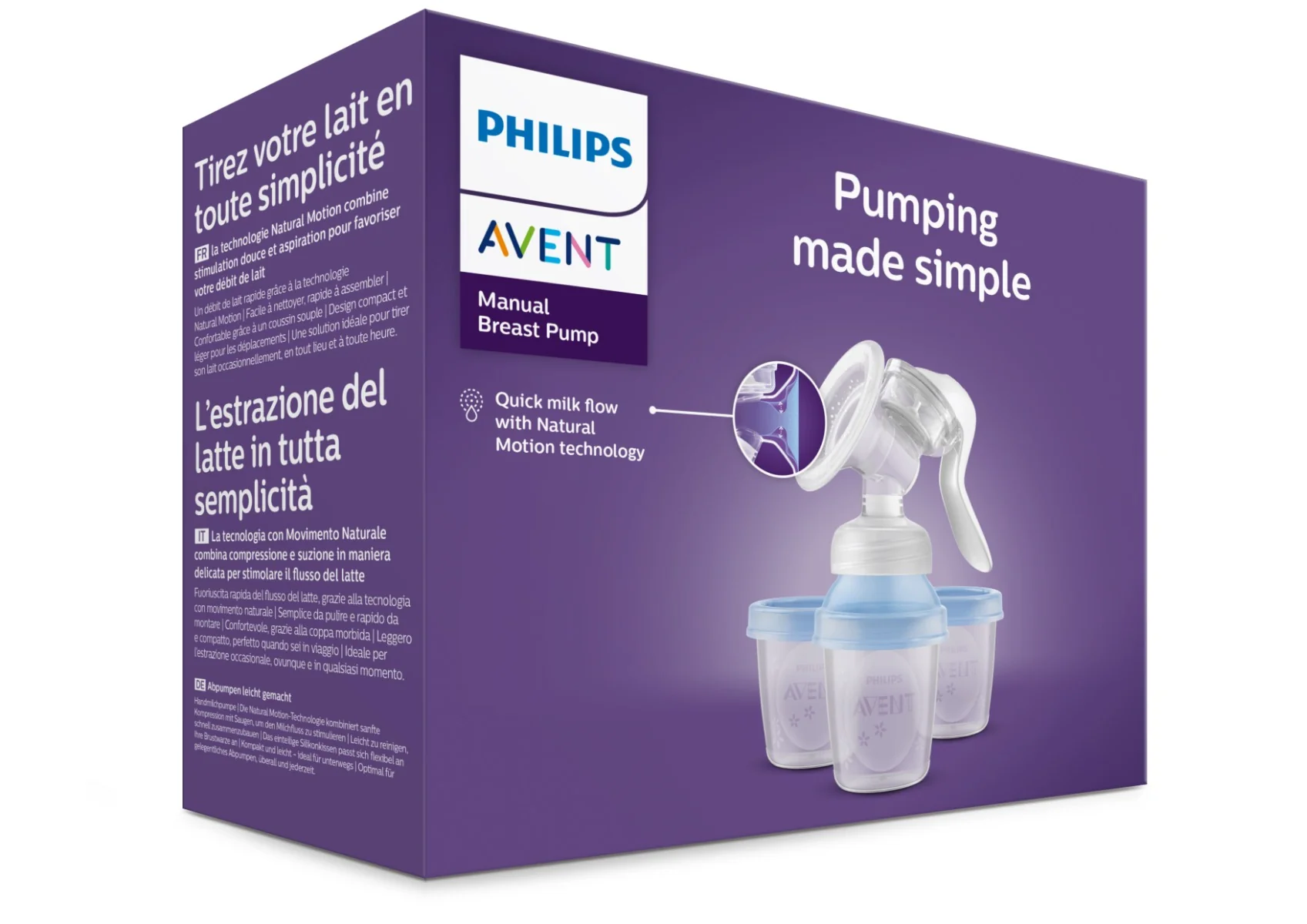 Pompa de san manuala cu recipiente de stocare SCF430/13, 1 bucata, Philips Avent 