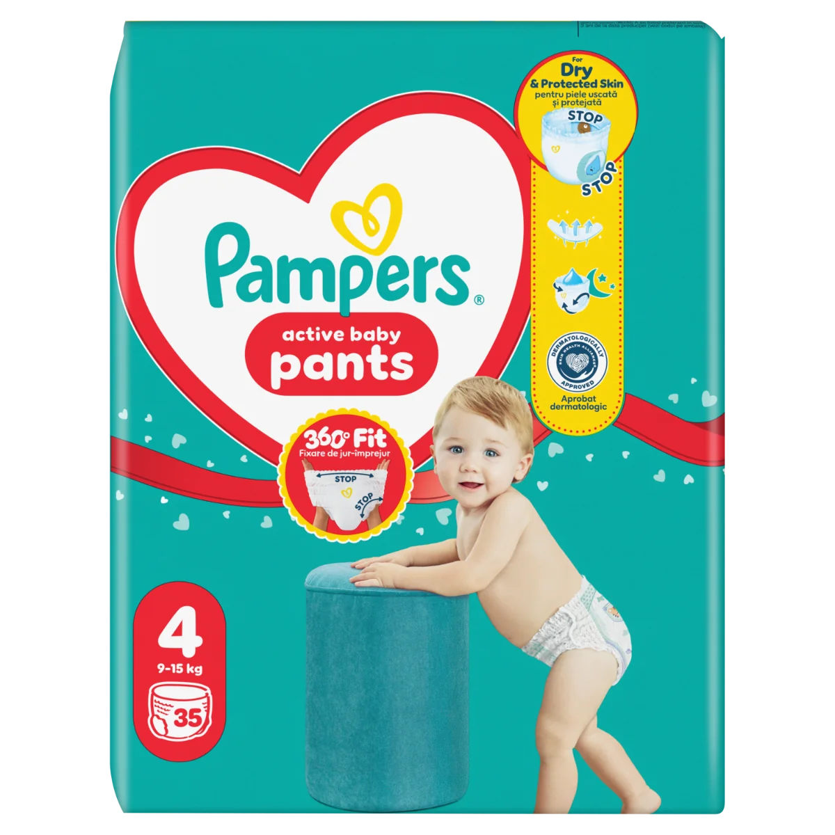 Scutece chilotel Pants Marimea 4 pentru 9-15kg, 35 bucati, Pampers
