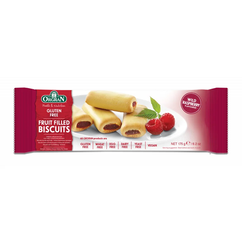 Biscuiti umpluti cu zmeura fara gluten, 175g, Orgran