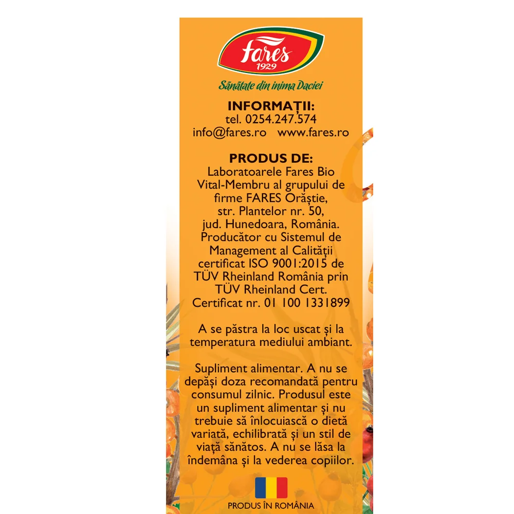 Vitaminizant cu macese si catina F154, 63 comprimate masticabile, Fares