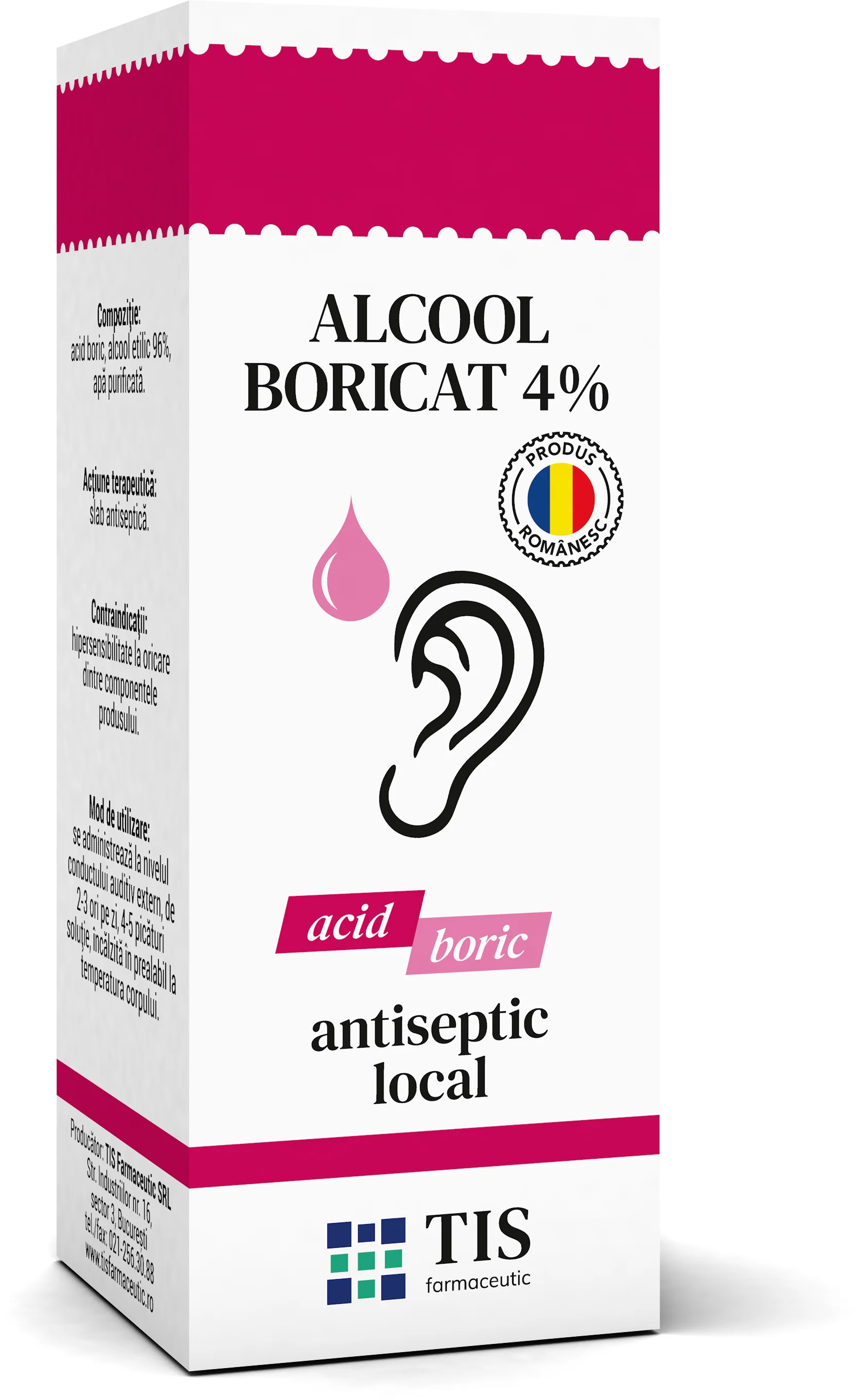 Solutie antiseptica Alcool boricat 4%, 15ml, Tis Farmaceutic