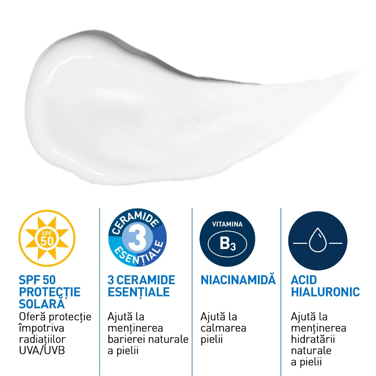 Crema hidratanta pentru ten normal-uscat cu SPF50, 52ml, CeraVe