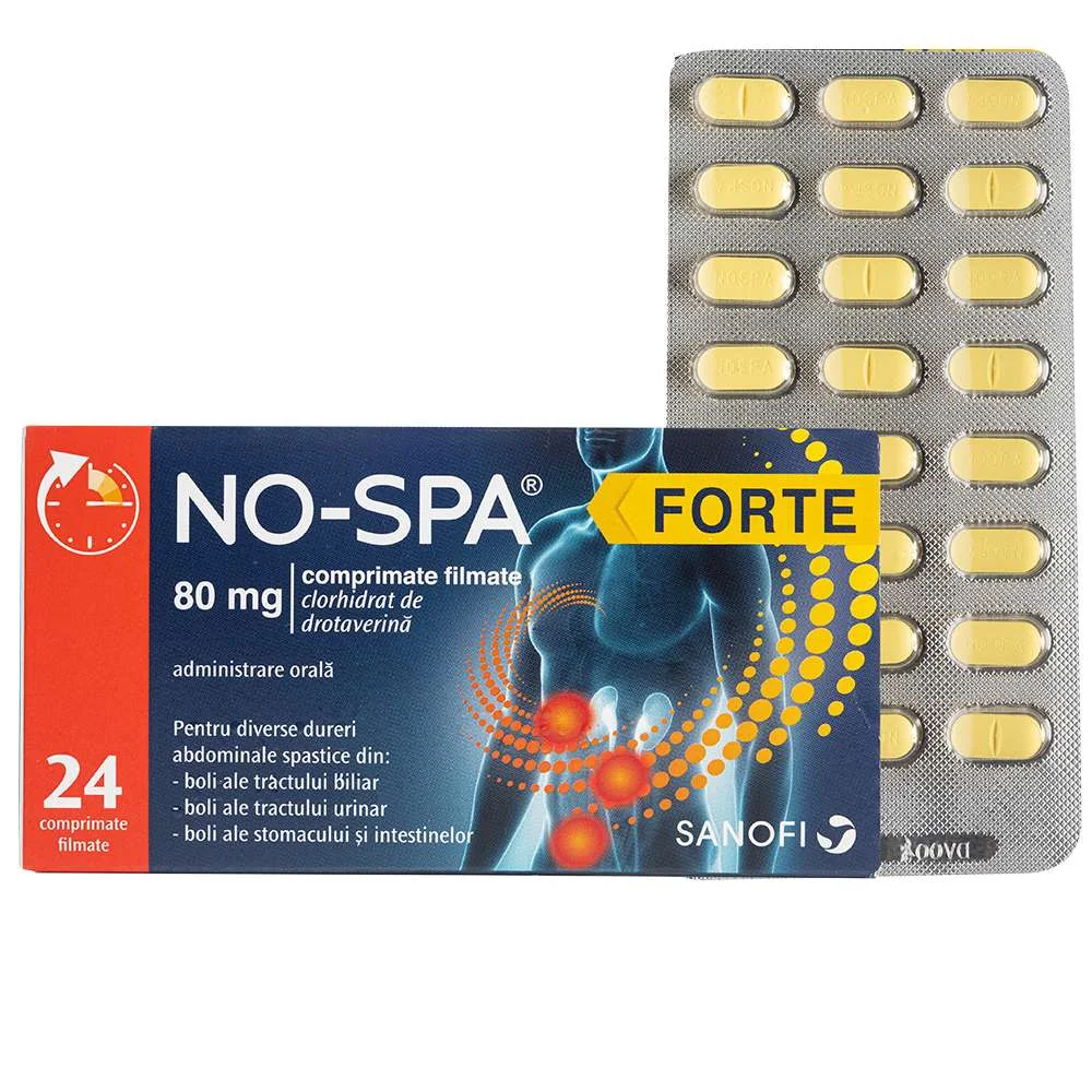 No-Spa Forte 80 mg, 24 comprimate filmate, Sanofi