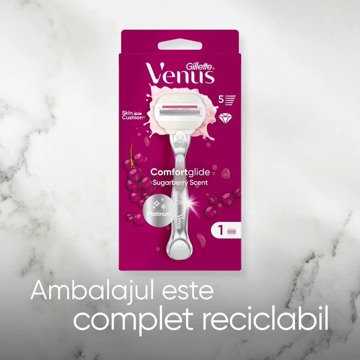 Aparat de ras pentru femei Venus ComfortGlide Sugarberry, 1 bucata, Gillette