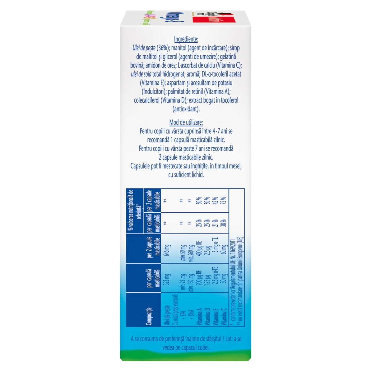 Omega 3 + Vitamina A + D + E + C pentru copii, 30 capsule, Doppelherz