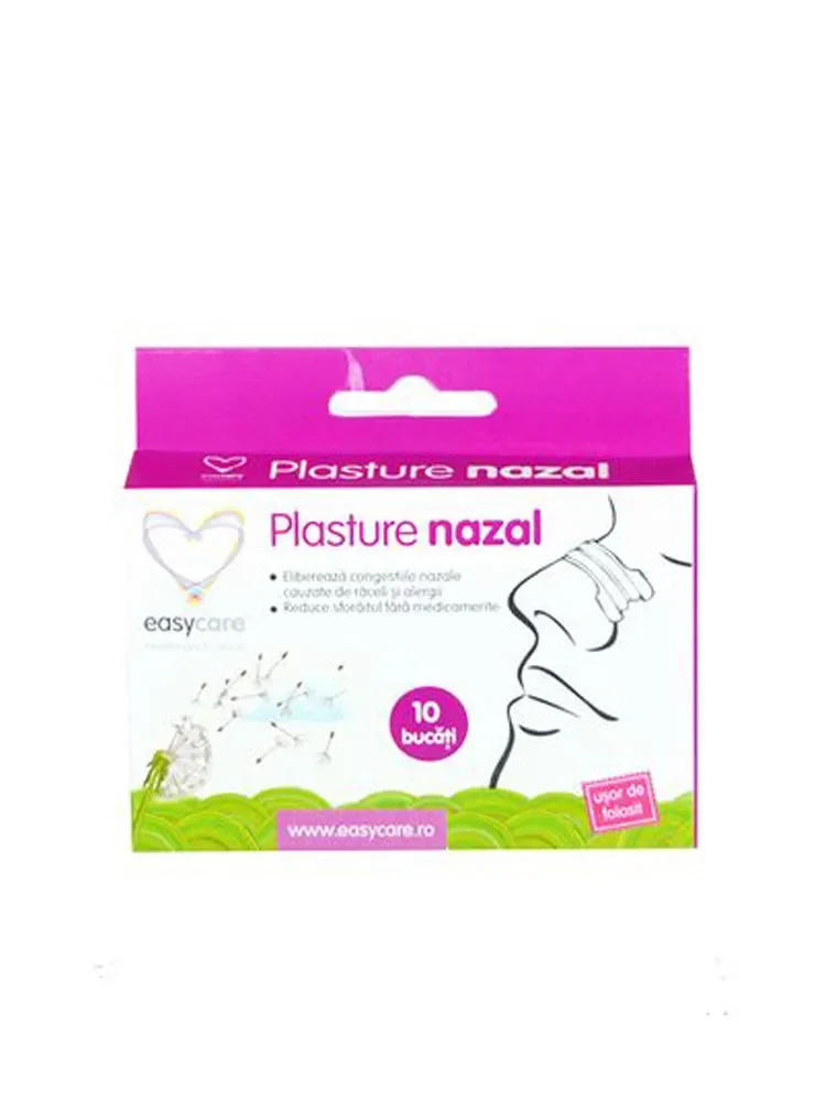 Plasture nazal pentru usurarea respiratiei 76 x 22mm, 10 bucati, EasyCare