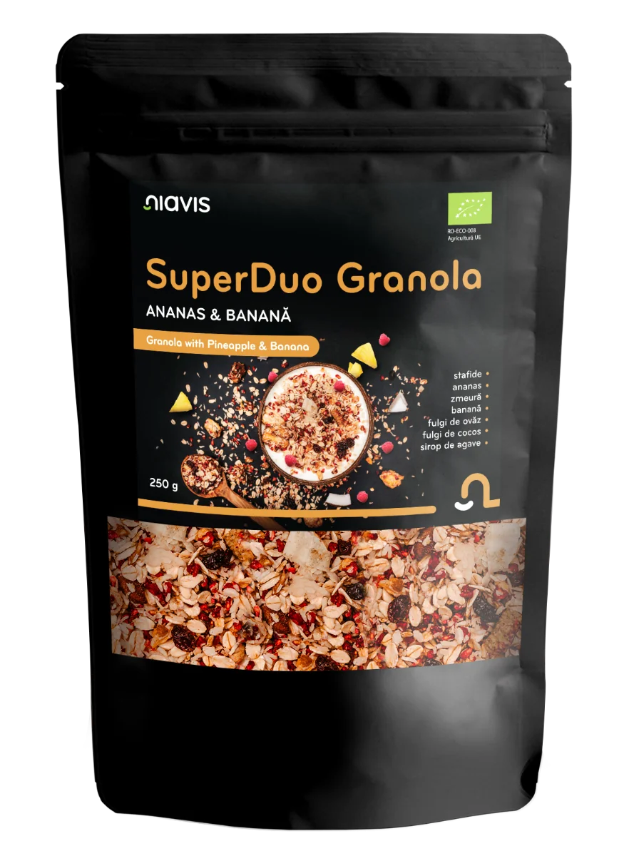 Granola cu ananas si banana Super Duo, 250g, Niavis