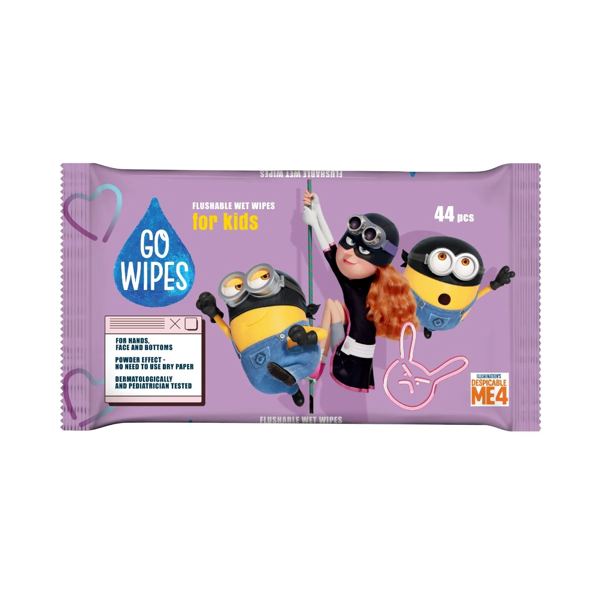 Hartie igienica umeda Minions, 44 bucati, Go Wipes