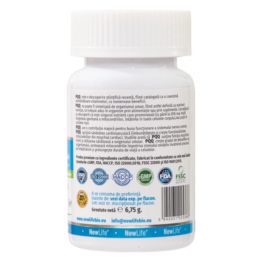 Pirolochinolina Chinona 20mg, 30 capsule, NewLife