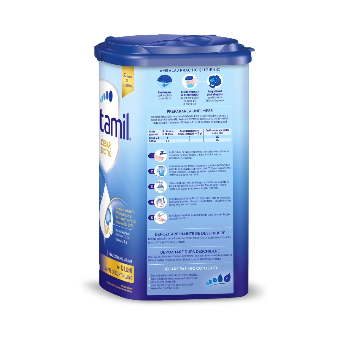 Lapte de continuare 6-12 luni CESAR-BIOTIK 2, 800g, Aptamil