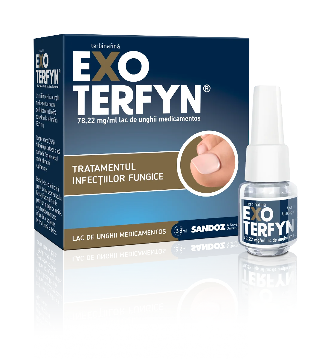 Exoterfyn 78.22 mg/ml lac de unghii medicamentos, 3.3ml, Sandoz
